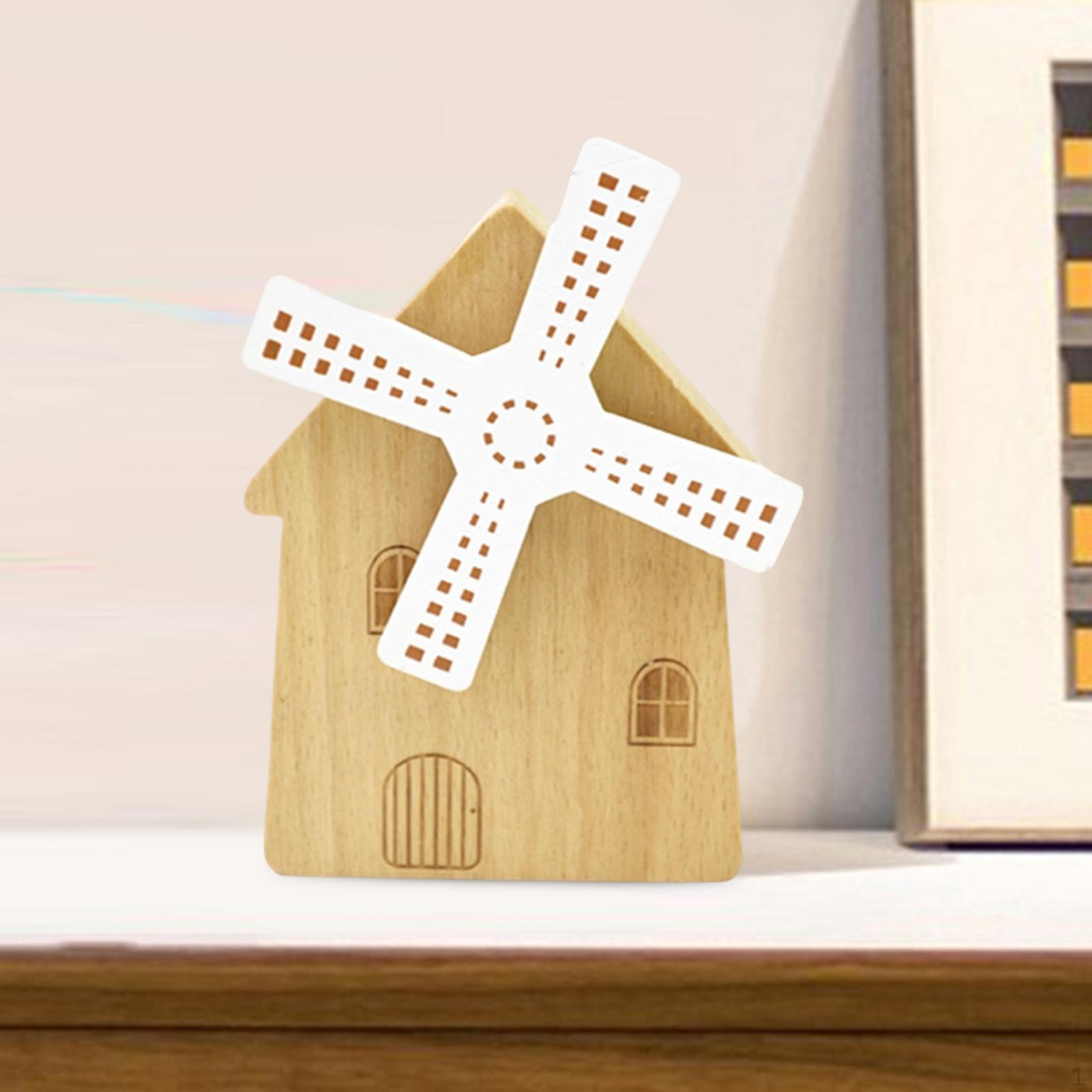 

Wind up Music Box Wooden House Windmill Mechanical Small Ornament Home Decor for Valentine s Day