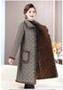 Floral Plaid Pom-Pom Long Cotton Padded Jacket for Middle-Aged and Elderly Women - Plus Size