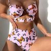 1011 European and American hard cup hollow split high waist swimsuit bikini swimsuit bikini