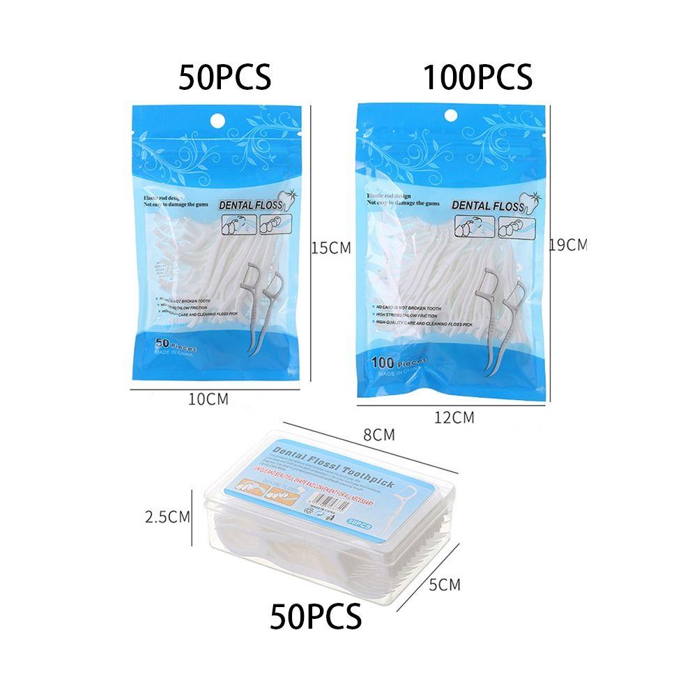 50/100 Pcs/Bag Flat Dental Floss Disposable Double Head Floss Family Pack Oral Hygiene Care Tooth Cleaning Interdental Brush