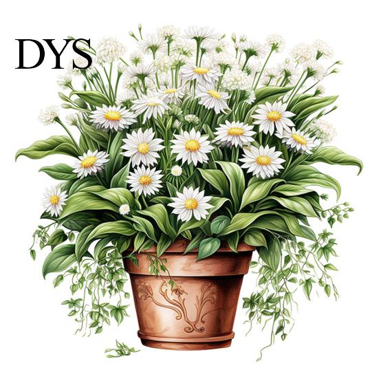 Versatile Plant Wall Decorations Watercolor Potted Stickers, PVC Waterproof Hanging Pothos/Daisy Decals, Removable Easy Peel And Stick Home