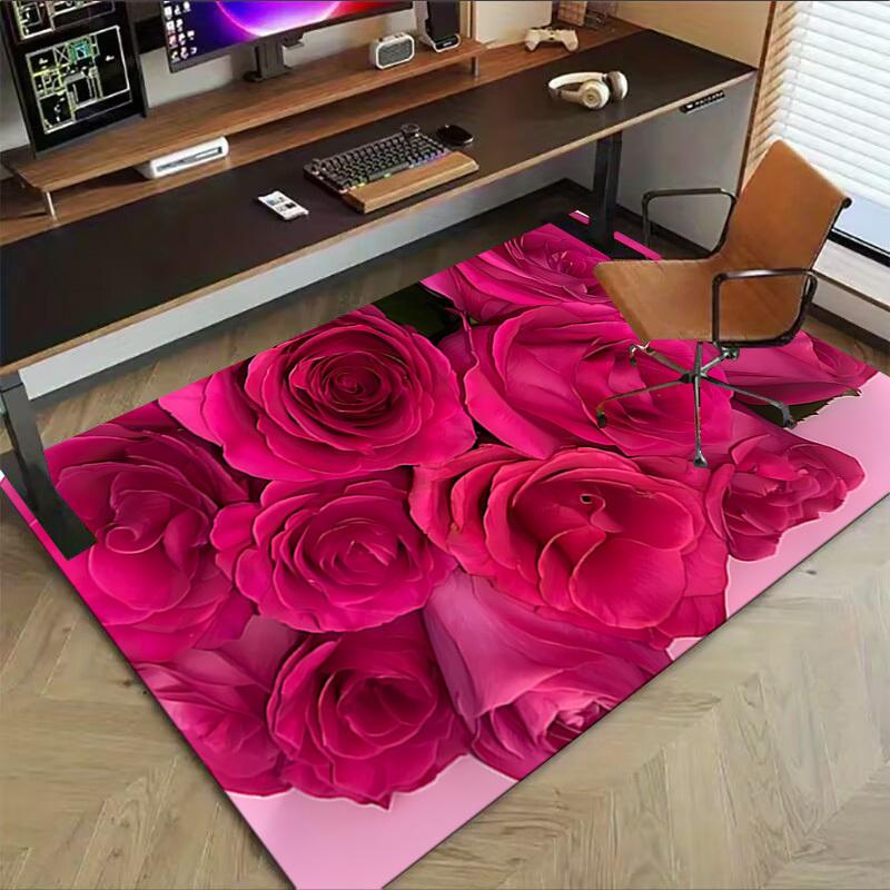 1PC Rose Petals Carpet Ultra Soft, Thick & Absorbent, Non Slip Machine Washable Mat for Entryway