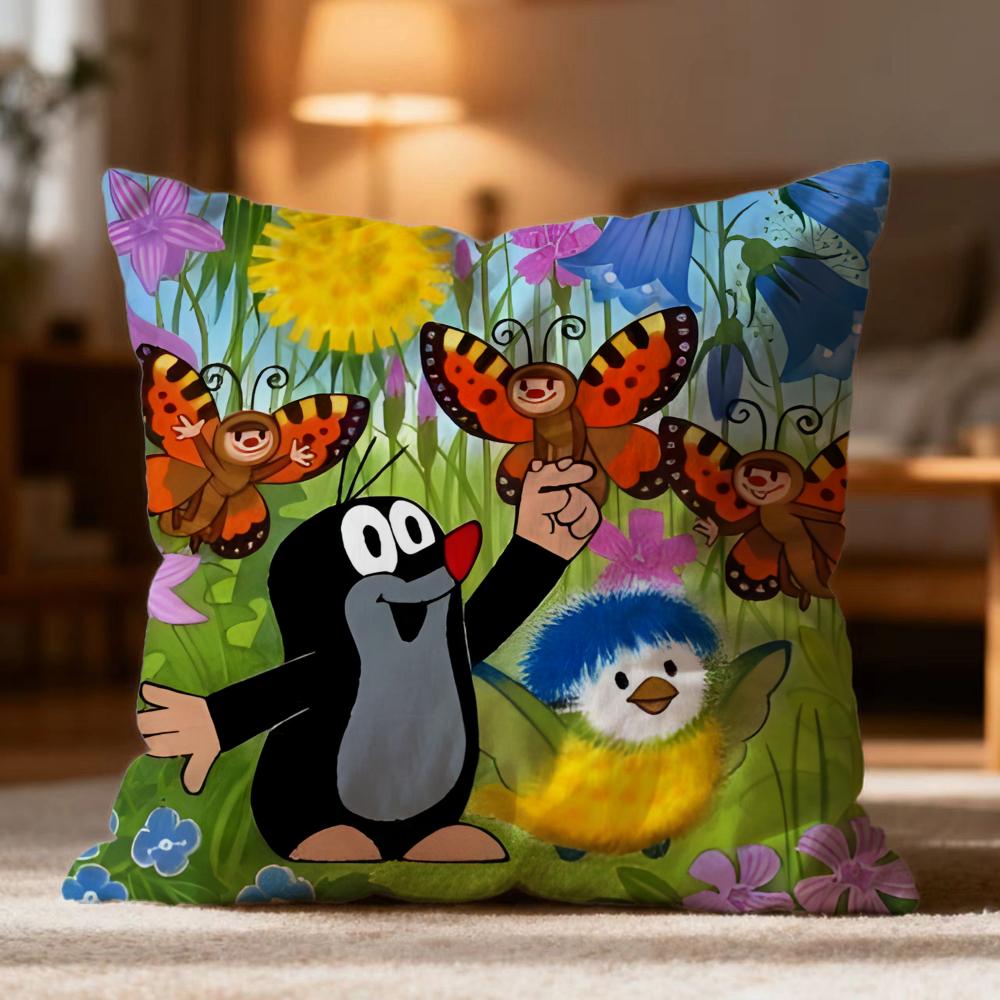 Fashion T-Tthe Little Mole Cushion Cover Soft Washable Pillow Case Multi-Scene For Couch Bed Travel Office Use