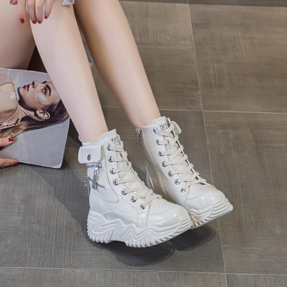 Fashion High Top Women's Boots 2024 Autumn New Casual Shoes Womens Thick Soled Fashionable Versatile Breathable Shoes Women platform