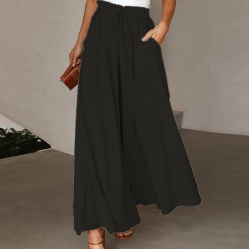 Women's Elastic Waist Wide Leg Pants Casual Loose Pants for Spring and Summer
