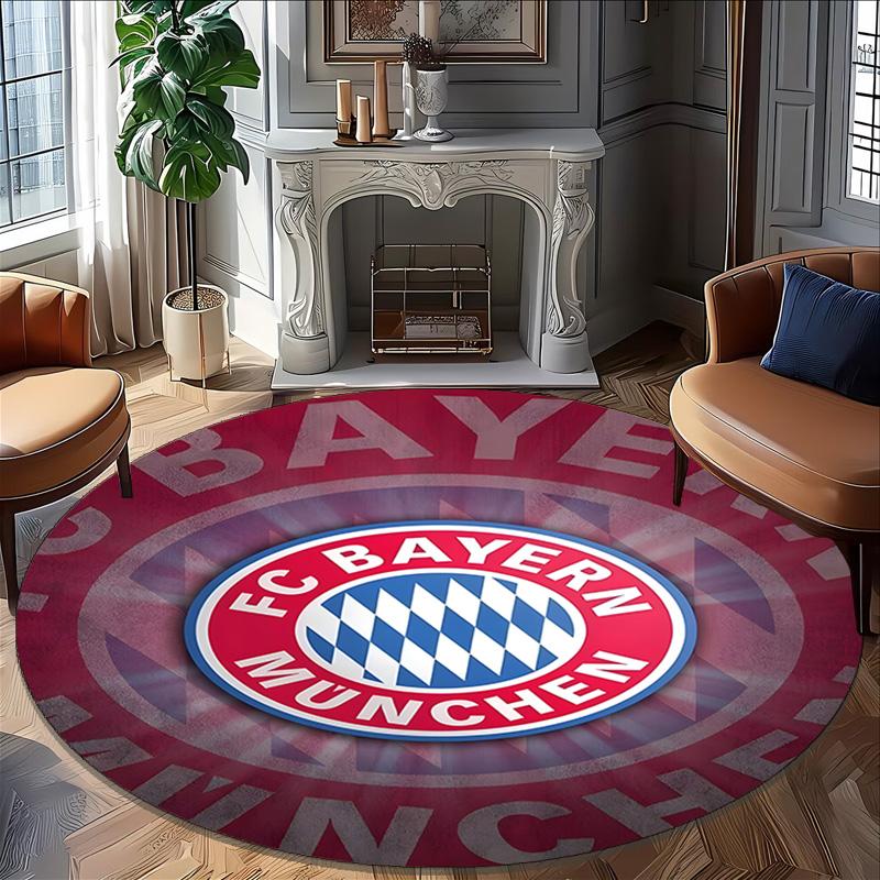 1pc B-Bayern Munich Carpet, Round Rug, Comfortable, Suitable for Entryways, Living Rooms, Office, And Bedrooms, Christmas Decoration