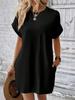 Women's  Summer New Arrivals Solid Color Crew Neck Loose Short Sleeve Pocket Dress