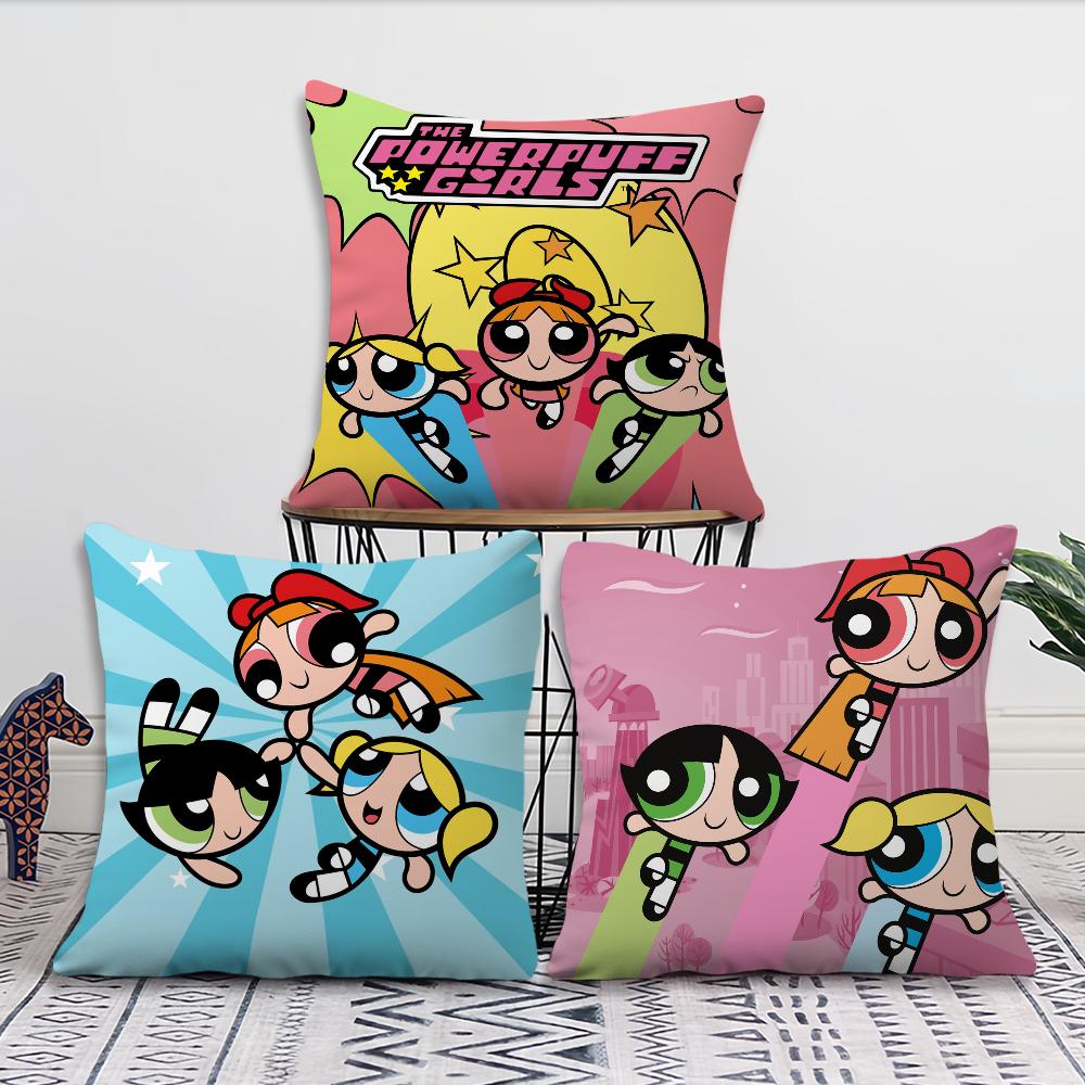 T-The Powerpuff Cartoon G-Girls Cushion Cover Cushion Room Bedroom Headboard Sofa Living Backrest Nap Time Pillow Case