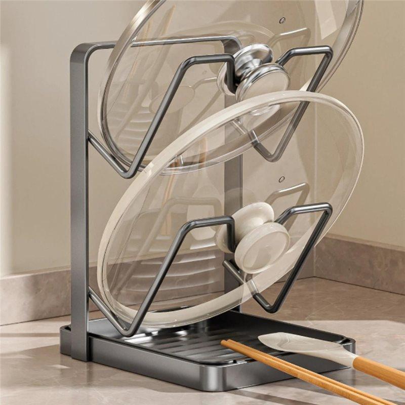 Fresh Pot Lid Organizer Rack For Kitchen, Pot Lid Holder For Stove Top, Lid And Spoon Rest, While Cooking Storage Solution
