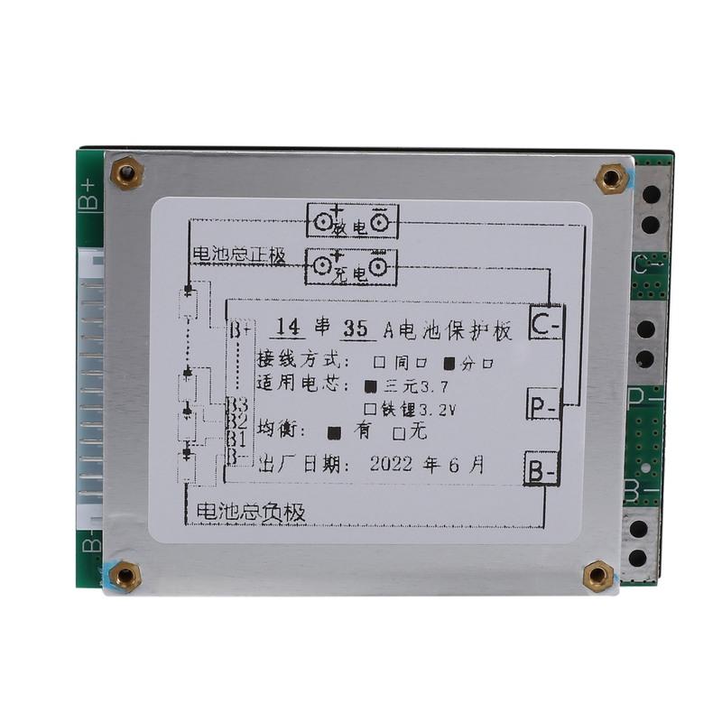 BMS 14S 52V 35A Li-Ion Lithium Battery Charger Protection Board Battery BMS Board with Balance Function for