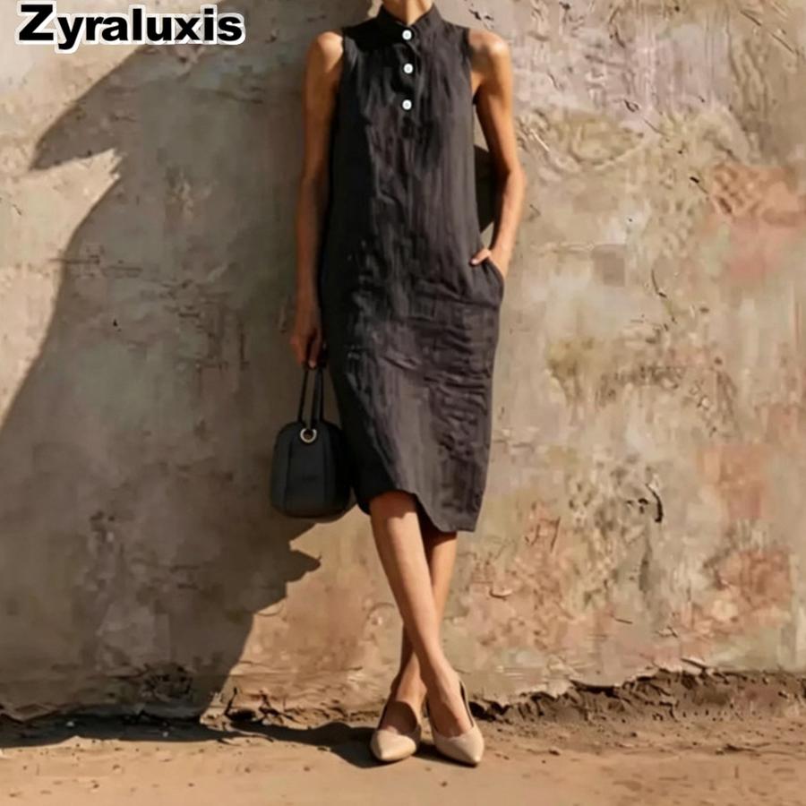 New Summer Solid Loose Sleeveless Dress