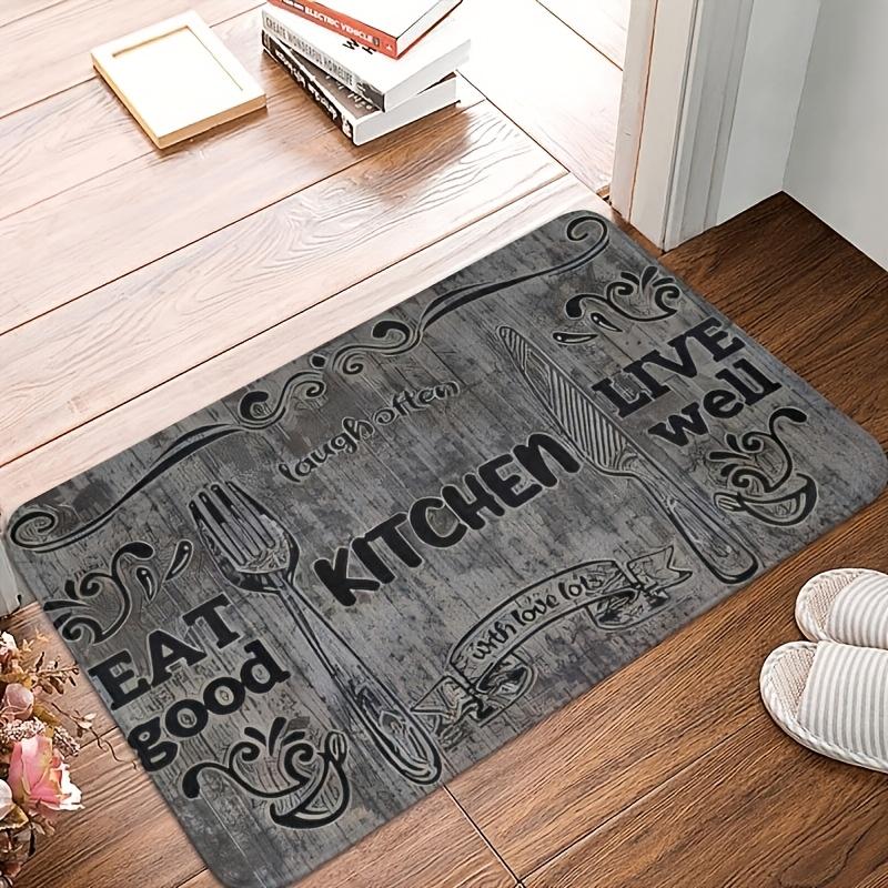 

Black Kitchen Mat Set - Letter Design Flannel Floor Rug,Washable Fade-Resistant Standing Cushion for Bedroom & Living Room Decor 40x60cm