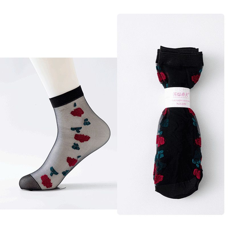 

Сексуальные женские ажурные носки с цветочным принтом, короткие винтажные сетчатые прозрачные цветочные носки для женщин, милые новые прозрачные тонкие летние носки для женщин 10 pairs чёрный