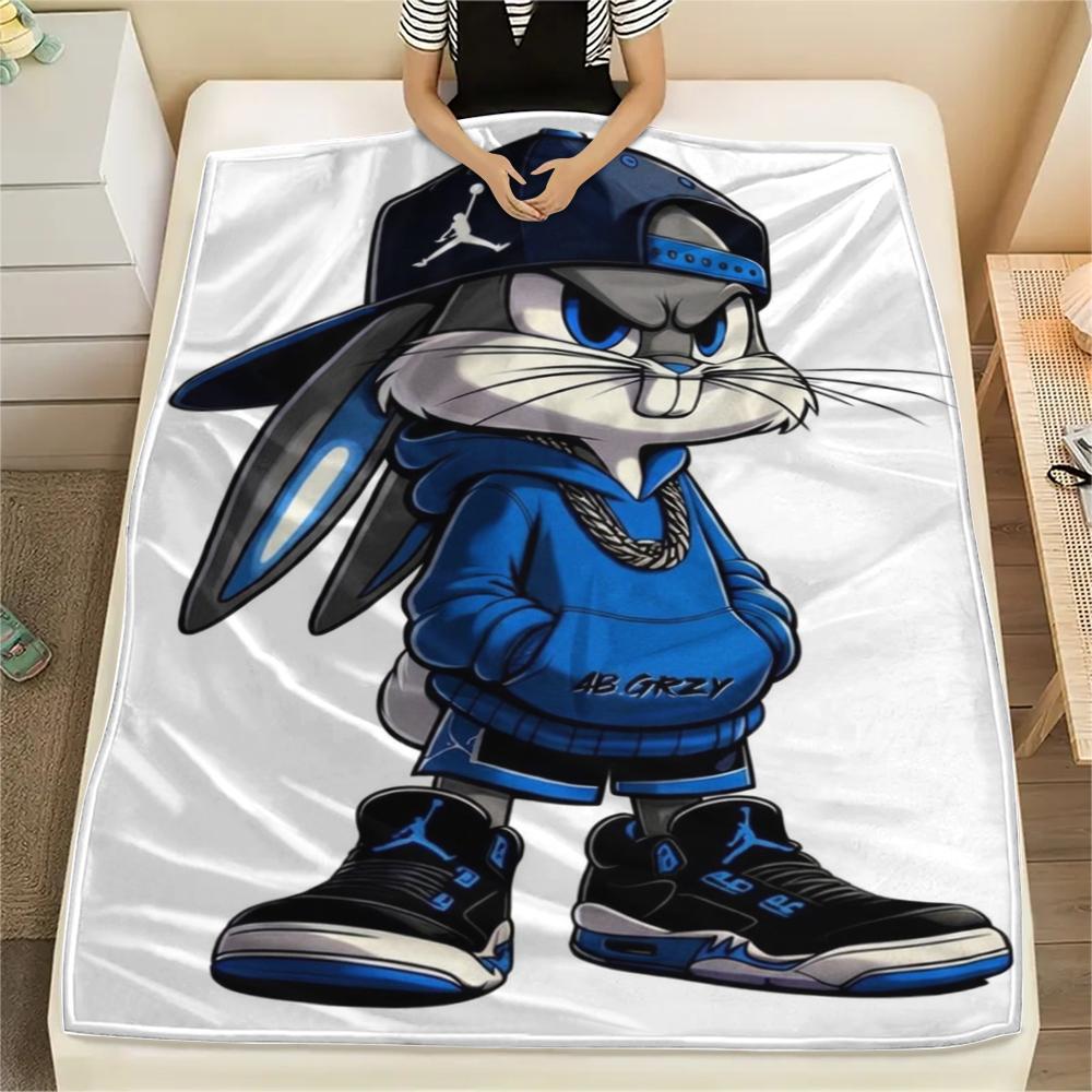 1PC Bugs Bunny Print Flannel Blanket, High quality Comfortable for All Seasons, Home Decor, Warmth and Comfort, Perfect for Christmas Gifts