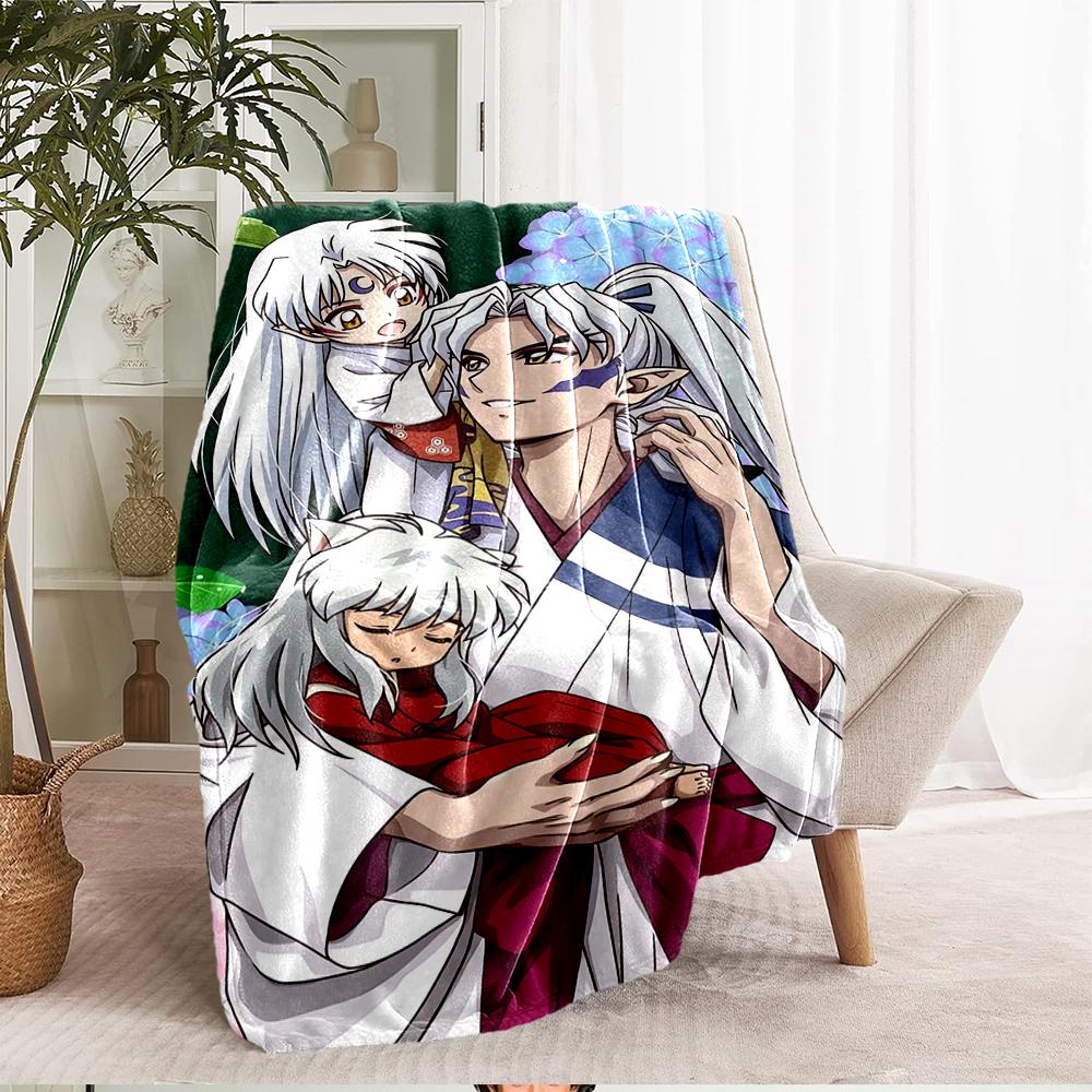 Inuyasha Theme Printed Blanket - Perfect for Couch, Bed, Travel & Outdoor Use | Machine Washable, Cozy & Durable.