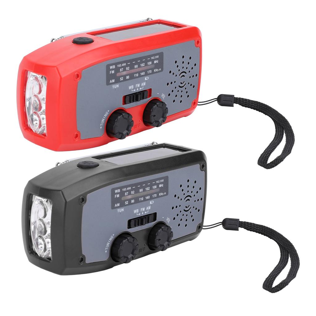 Radio portabil de urgență cu manivelă, cu lanternă LED, AM FM NOAA, radio meteo portabil cu baterie de 2000 mAh