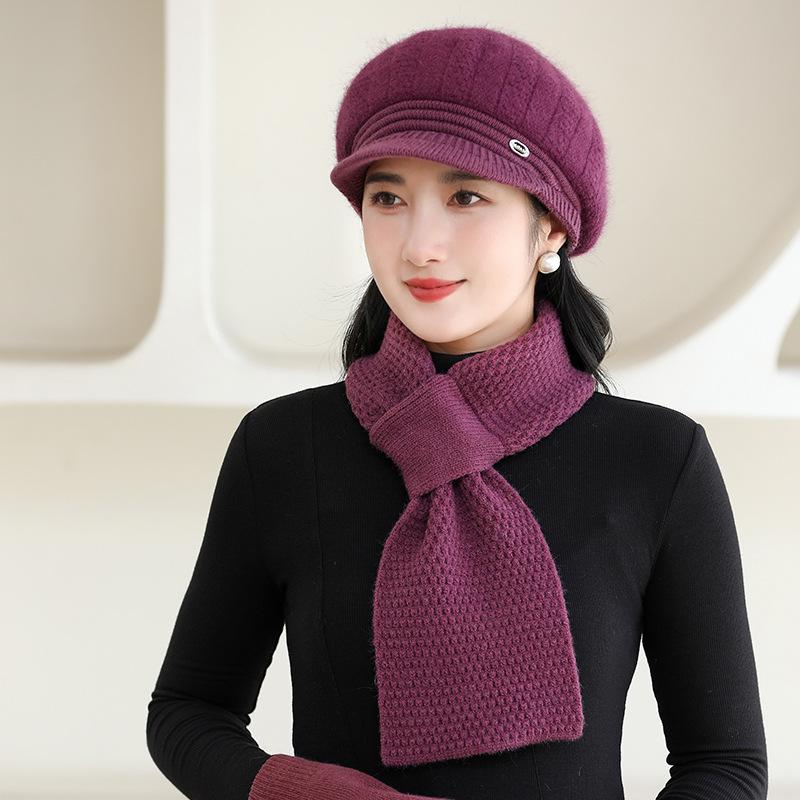 Elderly Hat Women's Autumn and Winter Thickened Warm Wool Hat Cold Knitted Cap