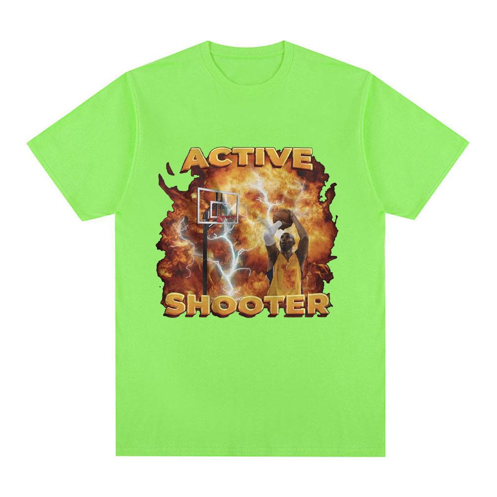 Active Shooter Funny Basketballer Meme Graphic T-shirt Men Fashion Short Sleeve T-shirts Cotton Casual Oversized T Shirts Unisex