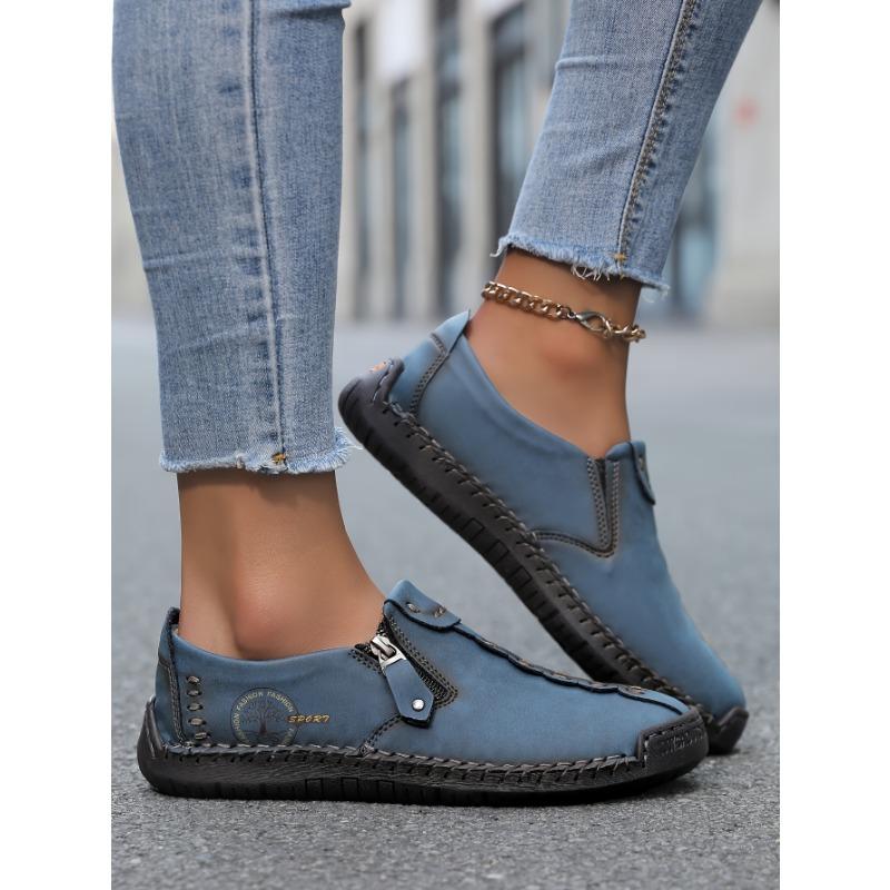Autumn and Winter New Large-sized Zipper Men's Boots, Outdoor Casual Hand-stitched Work Boots