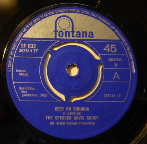 7inch Record SPENCER DAVIS GROUP - Keep On Running TF632 FONTANA 1965 UK Rock Used