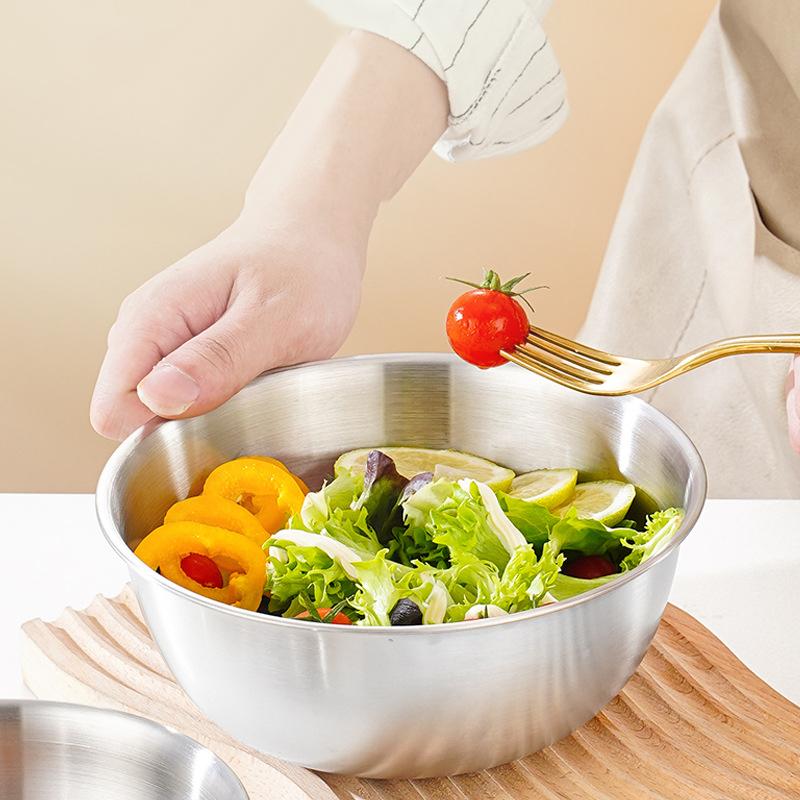 3Pcs Stainless Steel Salad Bowls Set Oven Safe Durable Kitchen Mixing Bowls With Measurement Marks For Baking And Mixing