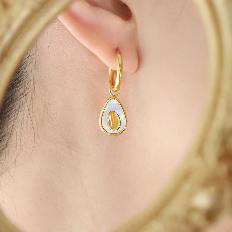Korean Trendy Avocado Shell Earrings: Geometric, Colorful, Elegant Ear Studs