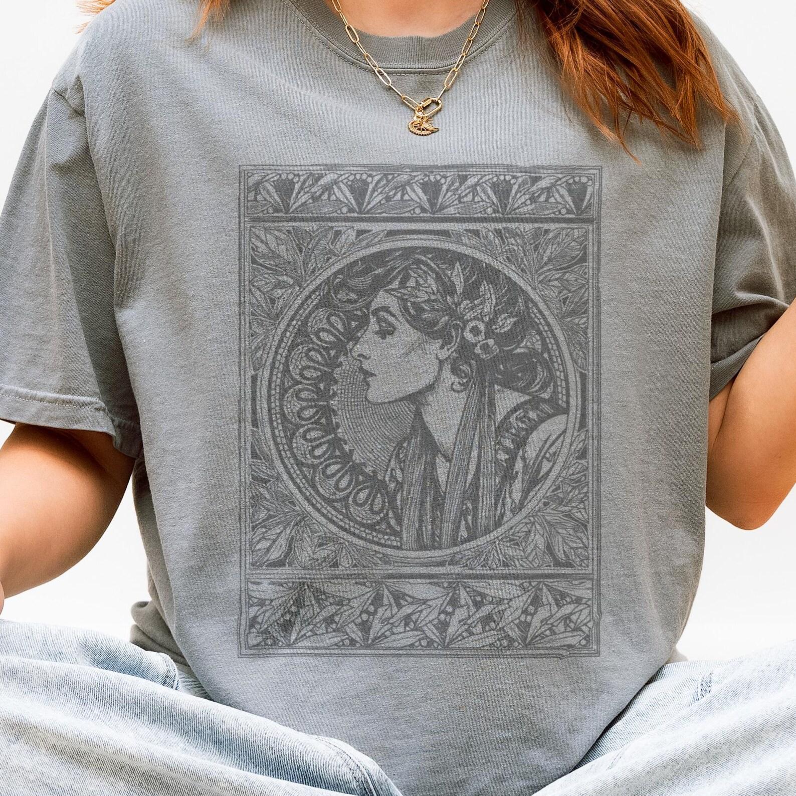 Art Nouveau Lady Portrait Poster Style Line Art Graphic Comfort Colors 1717 130