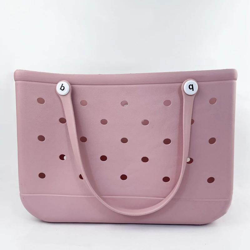 Durable Waterproof Beach Bag Storage Baskets Summer Rubber Tote Solid Color Jelly Beach Bags Sundries Organizer