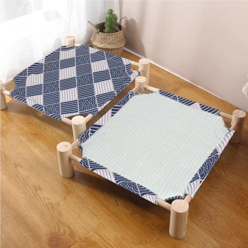 Breathable Pine Wood Rattan Woven Folding Pet Bed - Moisture-proof, Removable, Washable, Four Seasons Style.