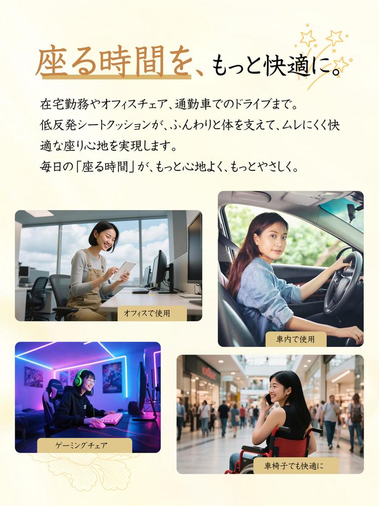 3cm Memory Foam Car Seat Office Chair Compatible Cushion, (Black)