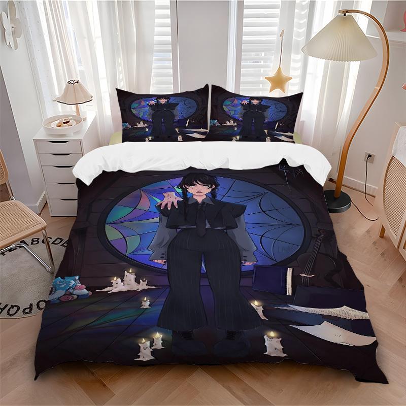 

3pc Wednesday Bedding Set Guest Room Bedroom Decor Christmas Halloween Decor Birthday and Holiday Gifts- All Seasons 3pcs Quilt 166 135x200cm