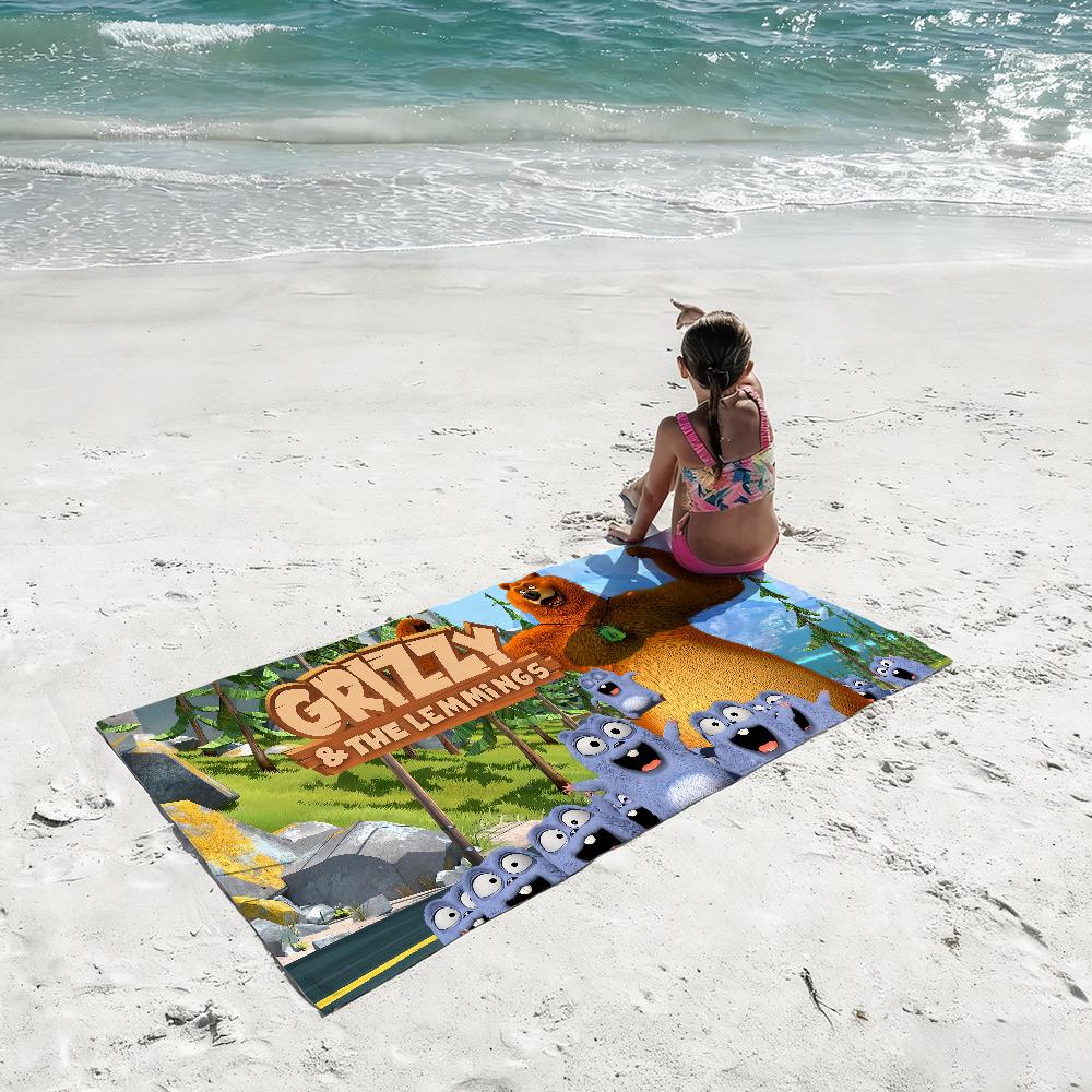Cartoon G-Grizzy and the L-Lemmings Towel Shower Sauna Travel Spa Quick Dry Gym Accessories Soft Large Beach Towels