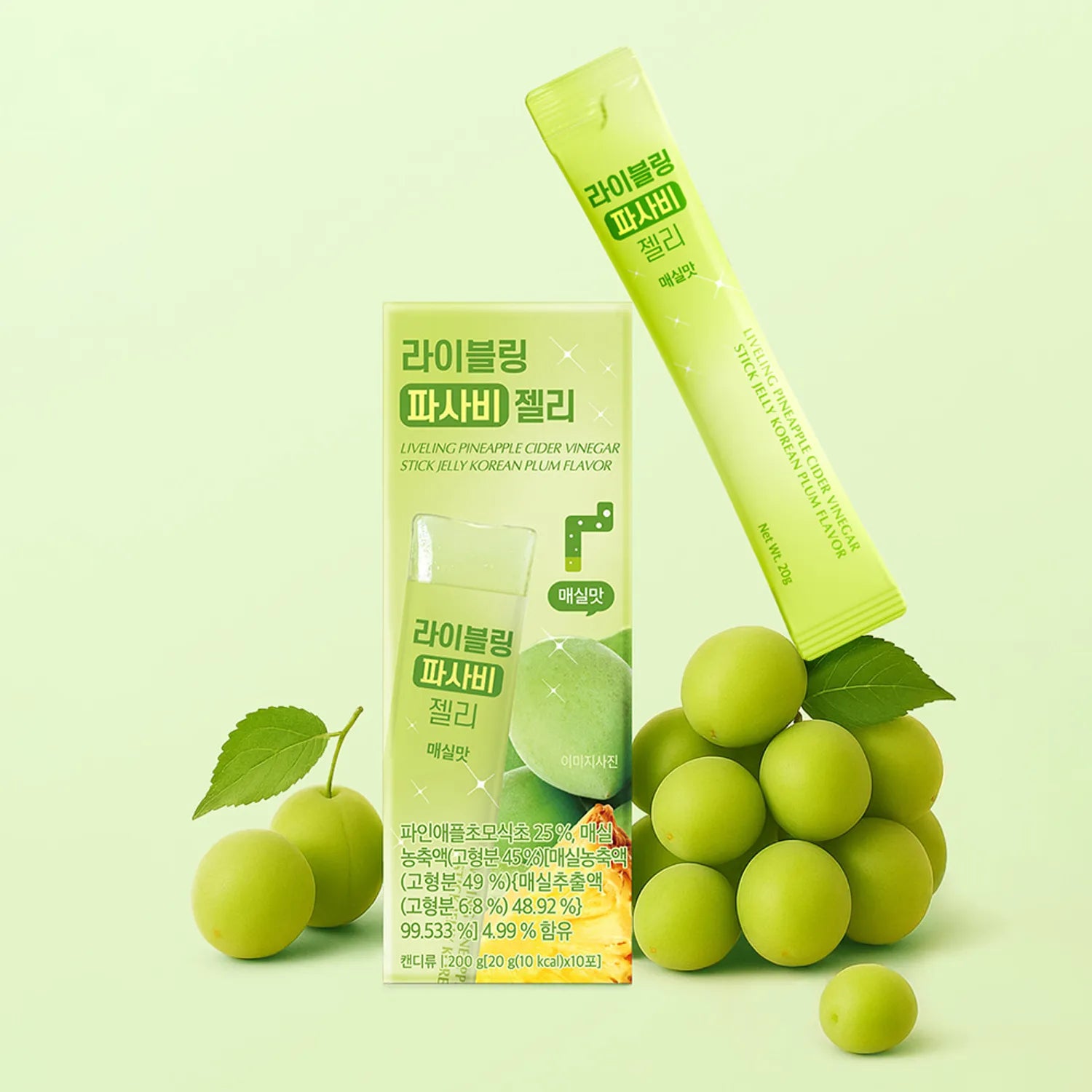 LIVELING Pineapple Cider Vinegar Stick Jelly #Green Plum 10P #Green Plum 10P
