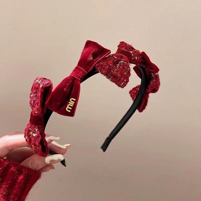 Retro Style Headbands Retro Velvet Bow Womens Black Red Hair Accessories