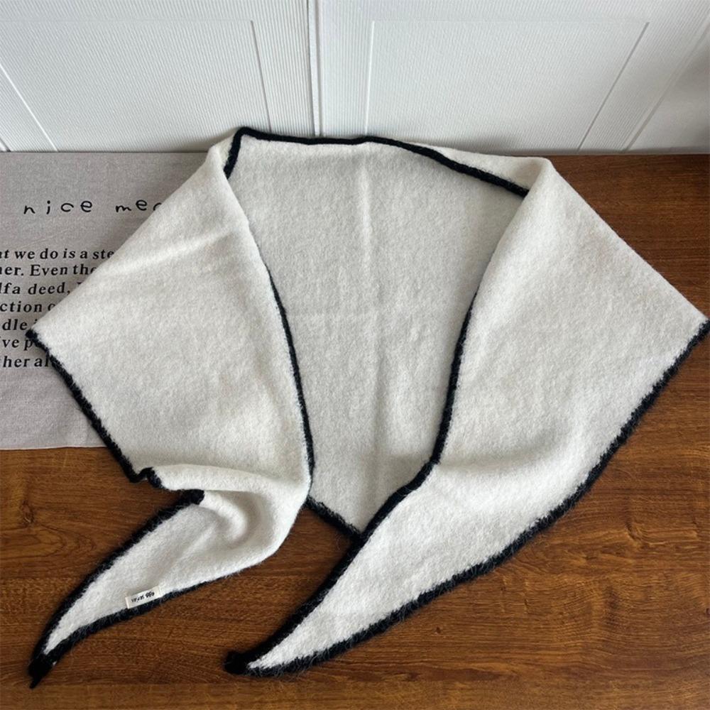 Fashion Thickened Triangle Shawl Soft Feel Luxurious Feel Scarf Large Size High Quality Knitted Shawl Winter Season белый