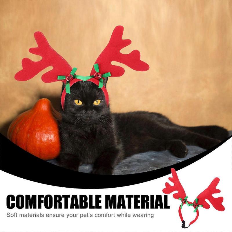 Pet Christmas Headband Adjustable Deer Horn for 4Pcs Holiday Decor