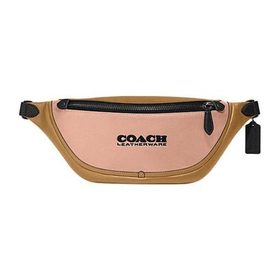 League 41 Zipper Color Block Adjustable Leather Waist Bag Large Men Waist Bag Orange Pink C5343-UAT