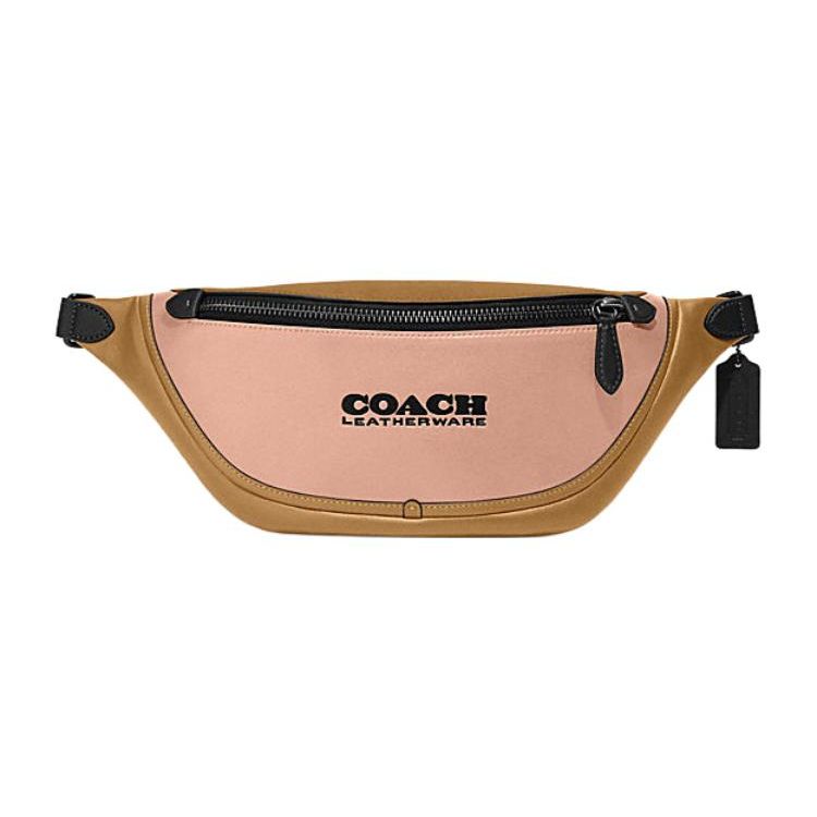 

Coach League 41 Zipper Color Block Adjustable Leather Waist Bag Large Men waist bag Orange Pink C5343-UAT Basic Set (Bag+Dust Bag)