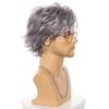 Synthetic Men Curly Wigs Short Silver Gray Wig With Bangs Natural Daily Halloween Cosplay Gifts Hair Wig Heat Resistant Fibre