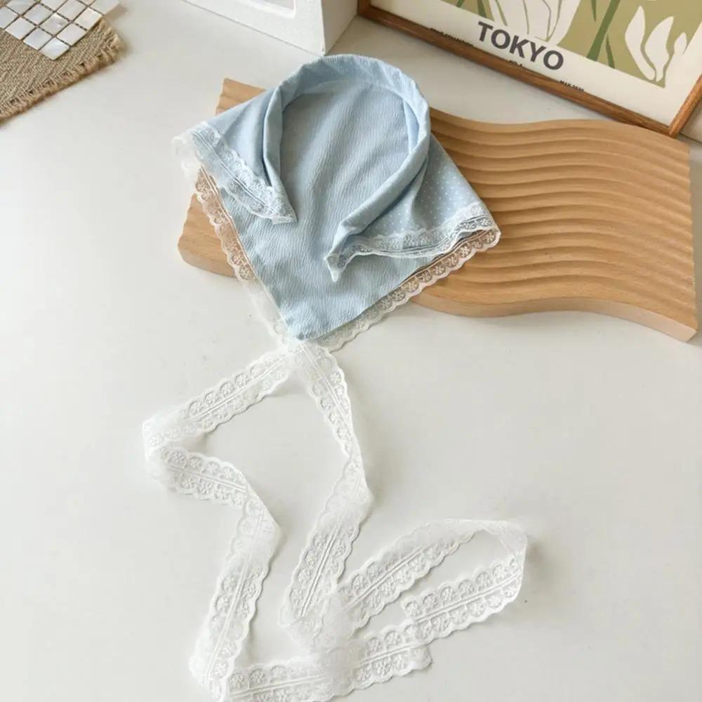 Girl's Hair Accessories Woven Hair Scarf Plaid Lace Retro Travel Photo Headband Women Headwarp Bandana Hair Band Y2K Hair Hoop