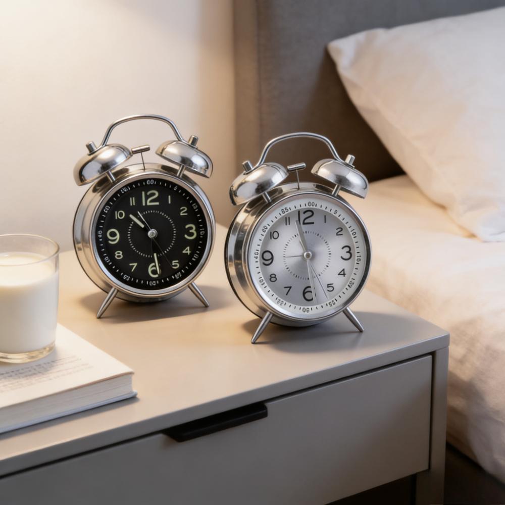 Twin Bell Loud Alarm Clock with Night Light Metal Frame Battery Operate Loud Desk Table Alarm Clock for Bedrooms Bedside Gifts