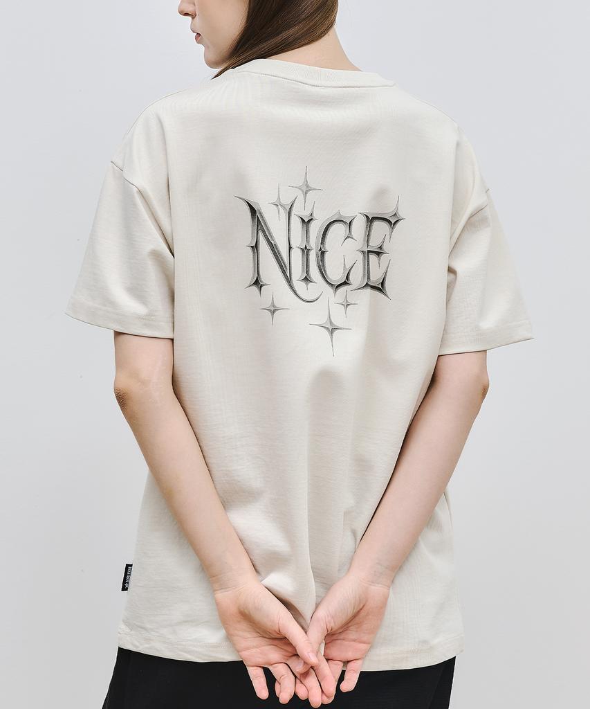 Keuleogsi Nice Print Drop Shoulder T-Shirt Putty Beige