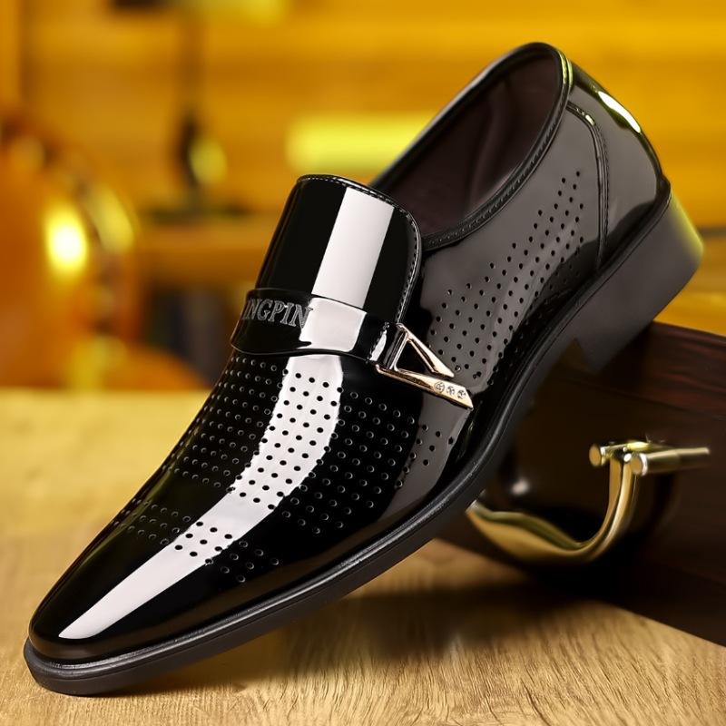 Fashion Men's Work Business Leather Shoes Korean Version Trendy Pointed Breathable Mesh Casual Formal Leather Shoes Explosive Size 39-48