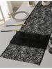 1pc Black Polyester Lace Spider Web Table Runner | American Halloween Party Gift Home Dining Decor, Ghost Festival, Festive Tabletop Accessory