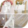 10 Ft Pearl Table Runner White Tulle Table Cloth Wedding Veil Valentine's Day Decor Sequin Lace Dessert Tablecloth Diamonds Party Decorations Doilies