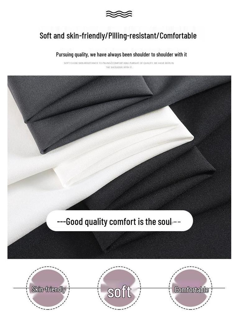 2026 Spring/Summer Women's High-Waisted Wide-Leg White Pants - Casual, Slimming, Lazy Style