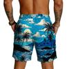 Men Casual Lightweight Drawstring Shorts with Hawaiian Print Quick Dry Fabric for Summer Outdoor Activities