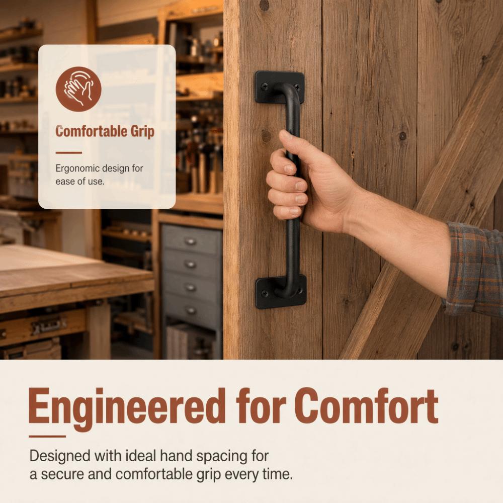 Carbon Steel Sliding Door Handle Black Gate Door Pull Handle Heavy Barn Door Pull Handle  Shed
