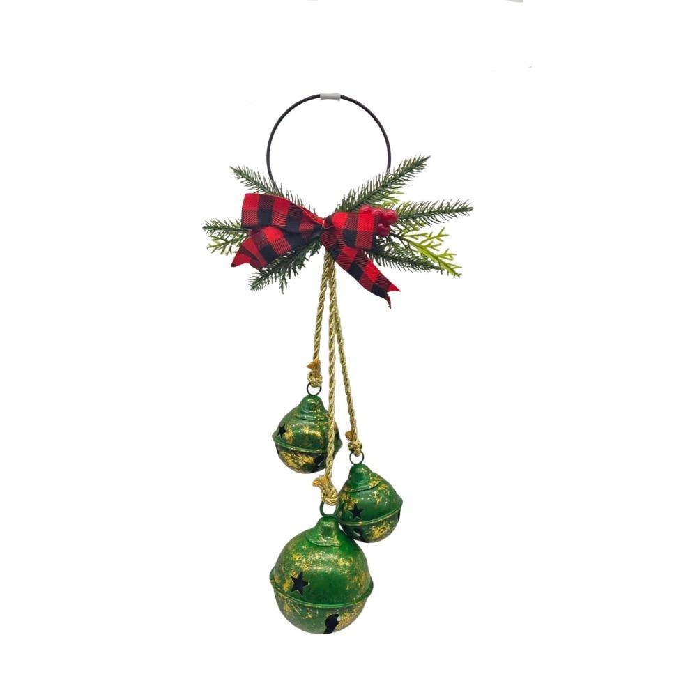 Jingle Bells Christmas Tree Ornaments DIY Shatterproof Xmas Tree Hangings Pendant Bow Door Decoration Party Supplies Fireplace
