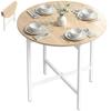 Foldable Dining Table 80 Cm Round Folding Table With Steel Frame Space For 2 4 Persons Natural Wood Look